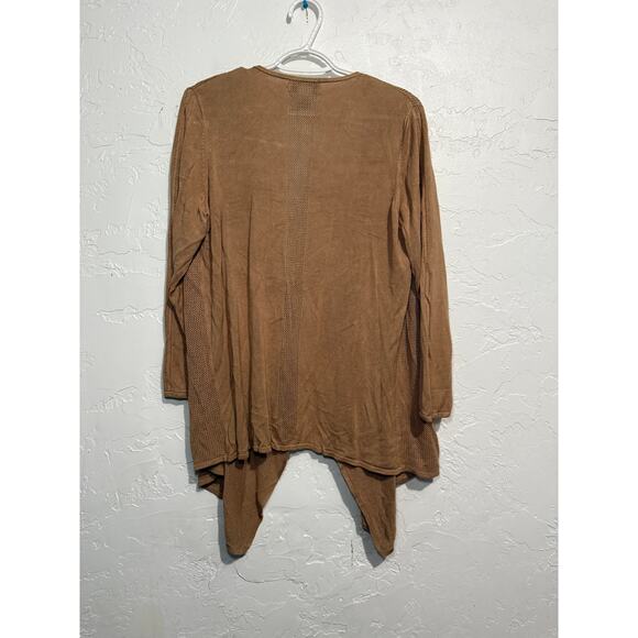 Magaschoni tan drape open front cardigan lagenlook minimalist contemporary - Picture 4 of 7